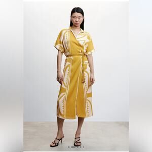 Mango Printed Midi Shirt Dress Size XS